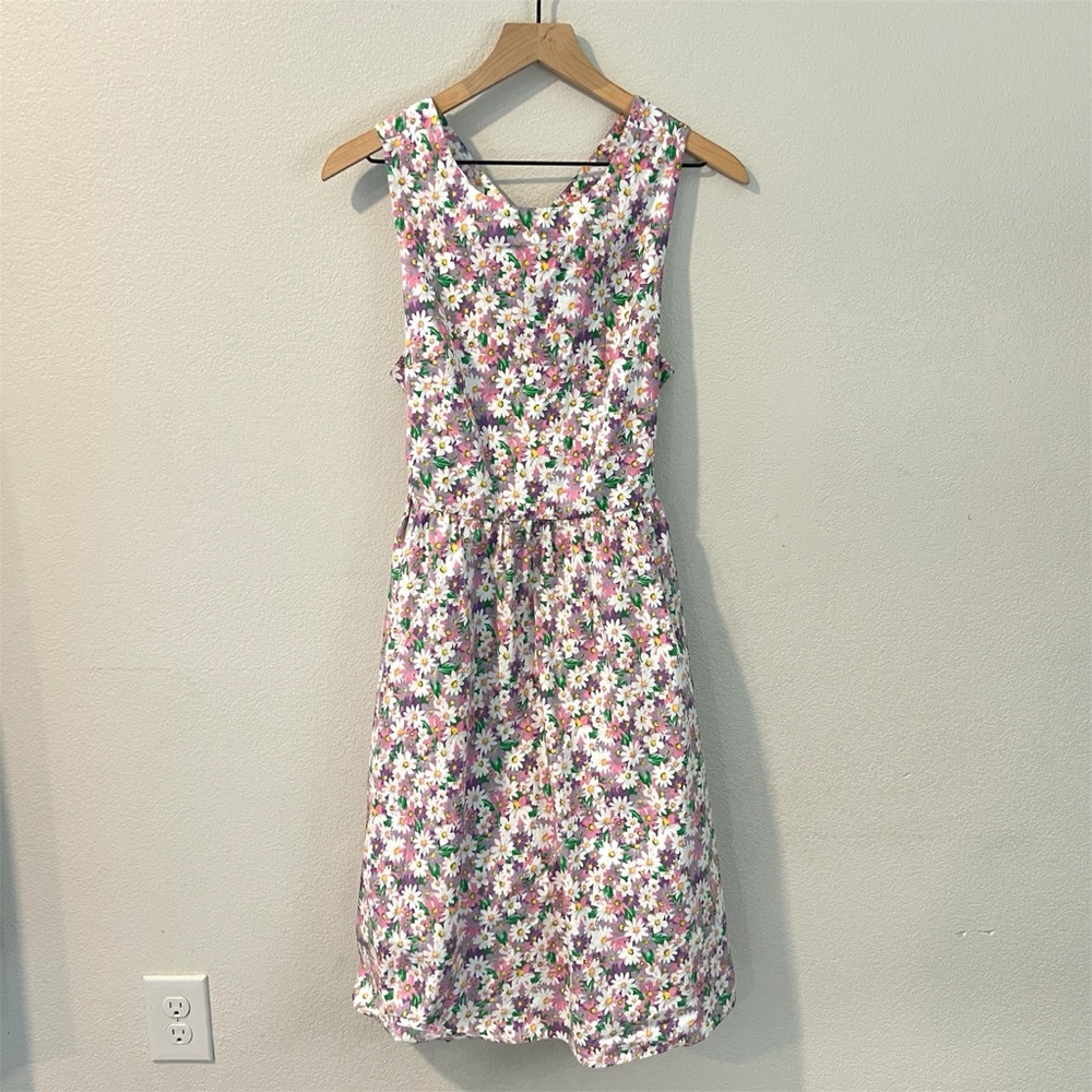 Sympathique Cotton Floral Sleeveless Crisscross Open Back Fit & Flare Sundress L